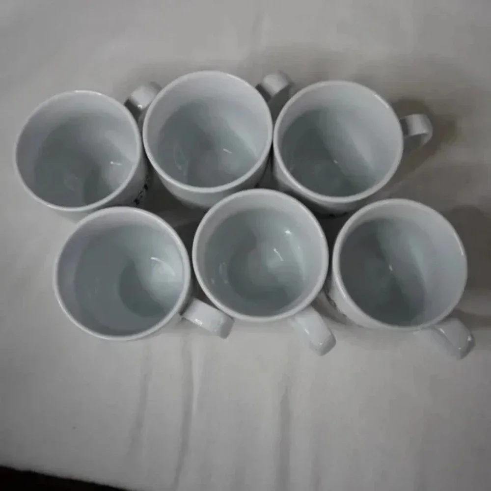 Pottery Barn Cafe Est 1986 *** Set of 2 Cups *** White with Black Design - Picture 6 of 9